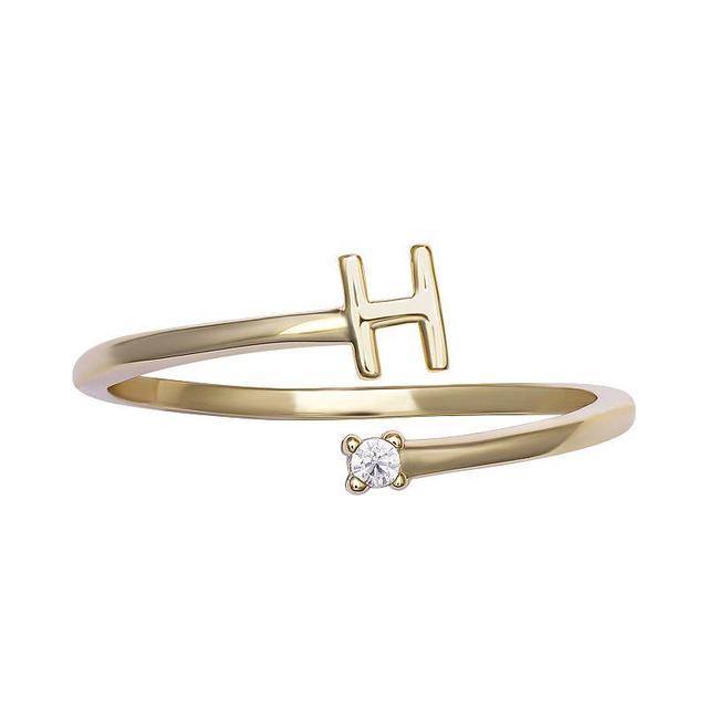 PRIMROSE Sterling Silver Cubic Zirconia Initial Bypass Band Ring, Womens Gold Tone T Product Image