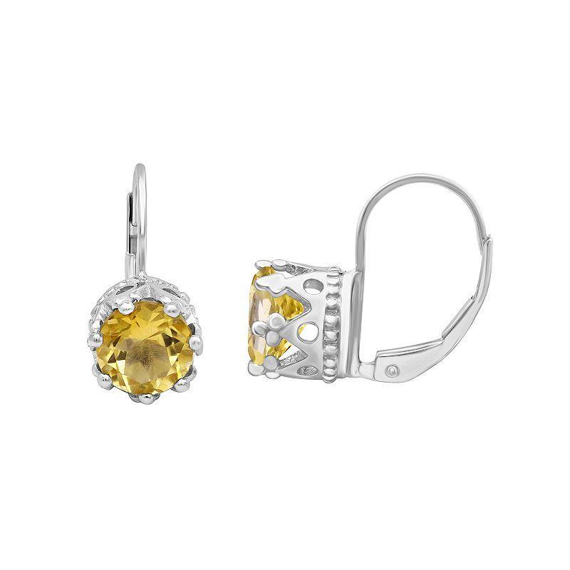 Jewelexcess Sterling Silver Citrine Leverback Earrings, Womens Product Image