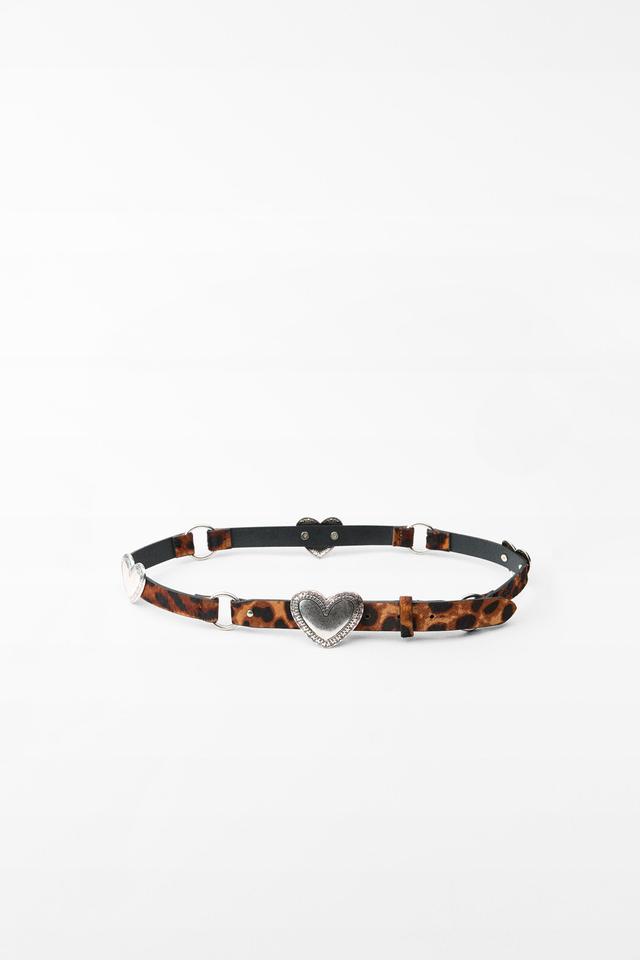 ANIMAL PRINT HEART LEATHER BELT Product Image