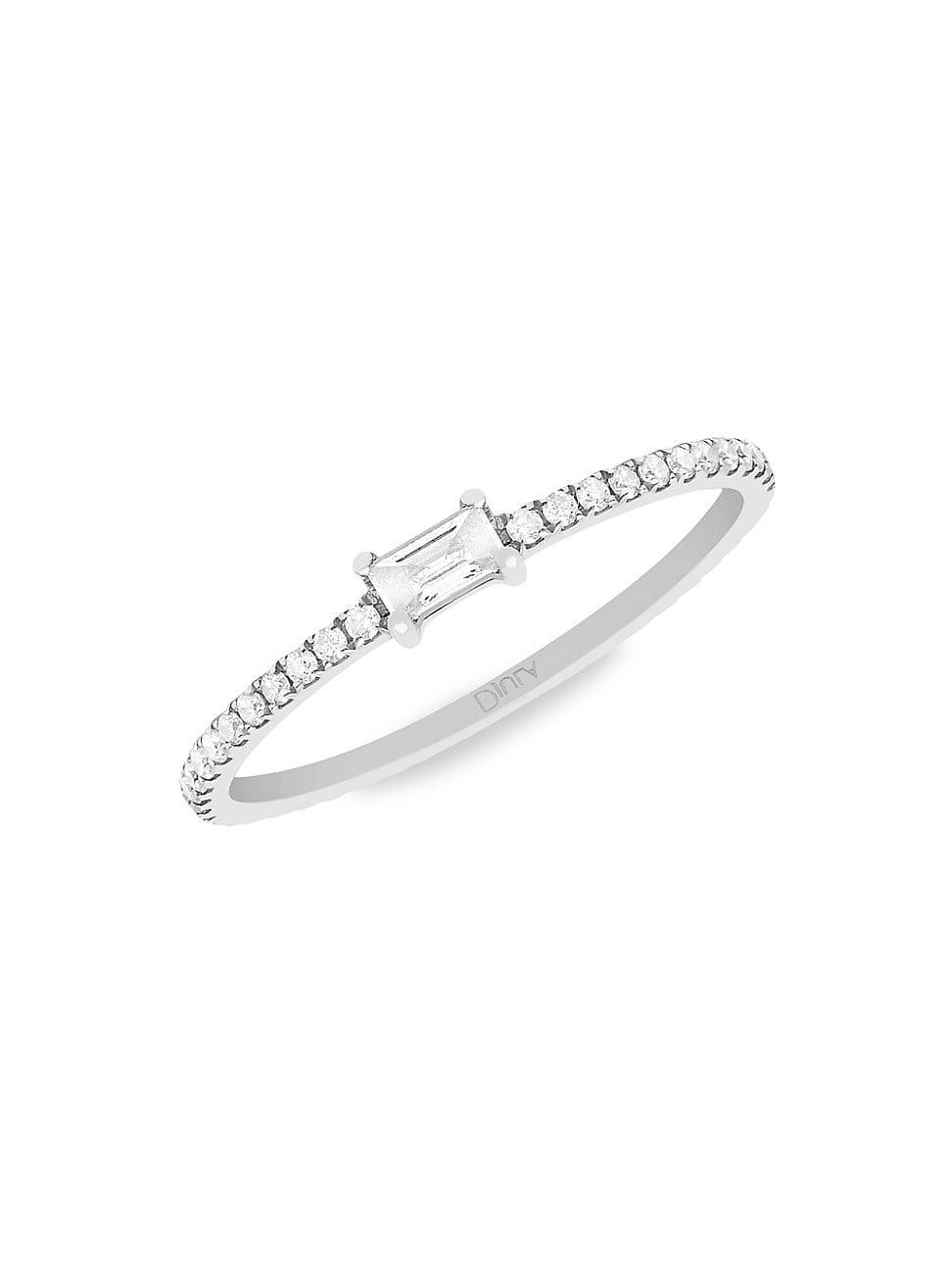 Womens Mix & Match 18K White Gold & Diamond Baguette Ring Product Image