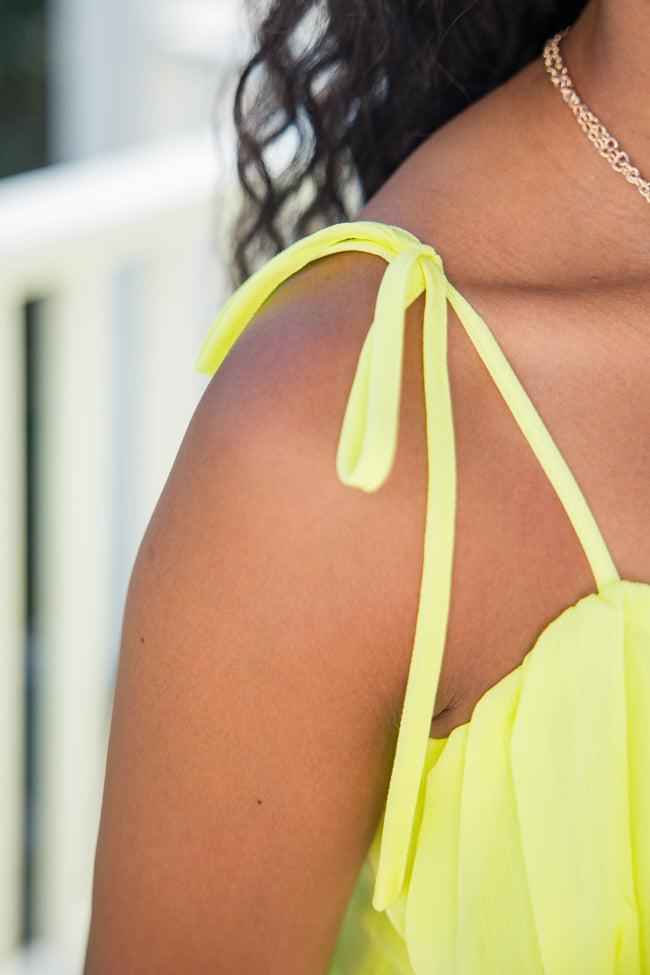 Starlit Skies Yellow Ruffle Detail Tie Strap Maxi Dress FINAL SALE Product Image