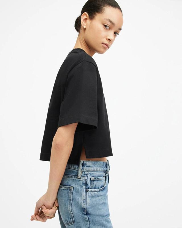 Lottie Oversized Cropped T-shirt In Black Product Image