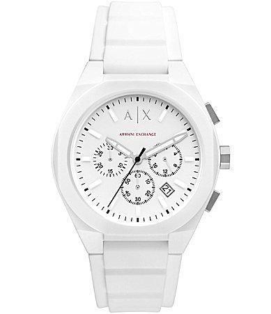 Armani Exchange Mens Rafael Chronograph White Silicone Strap Watch Product Image