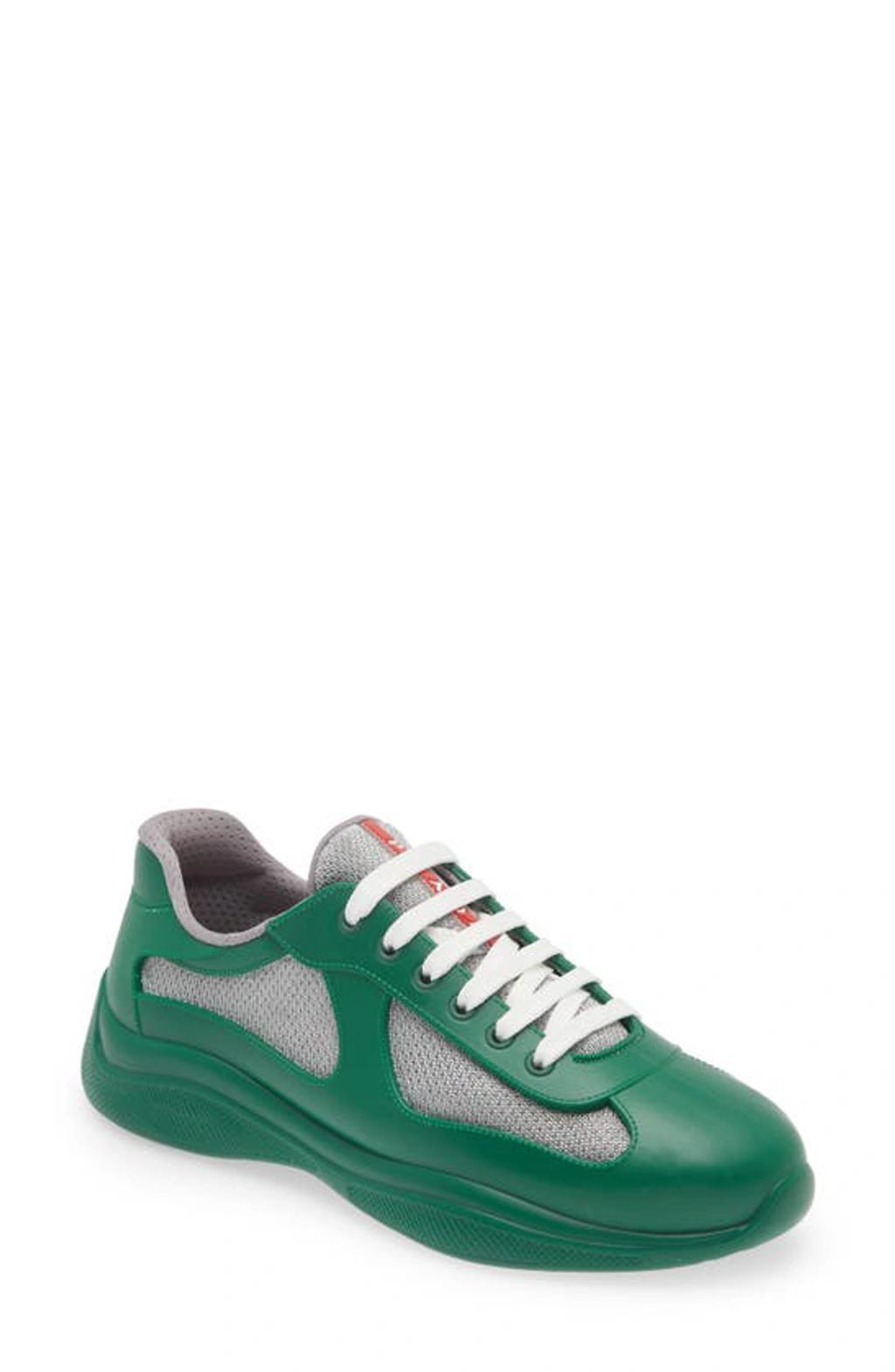 PRADA Men's America's Cup Soft Rubber And Bike Fabric Sneakers In Green Product Image