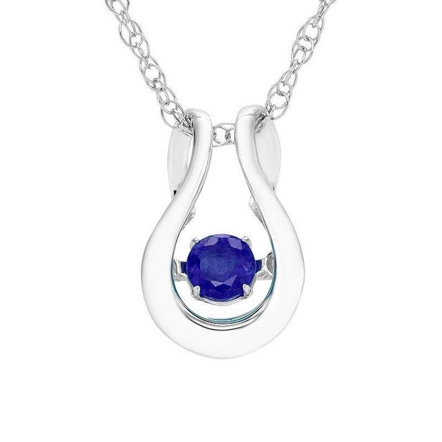 Boston Bay Diamonds Brilliance in Motion Sterling Silver Gemstone Horseshoe Pendant Necklace, Womens Blue Product Image