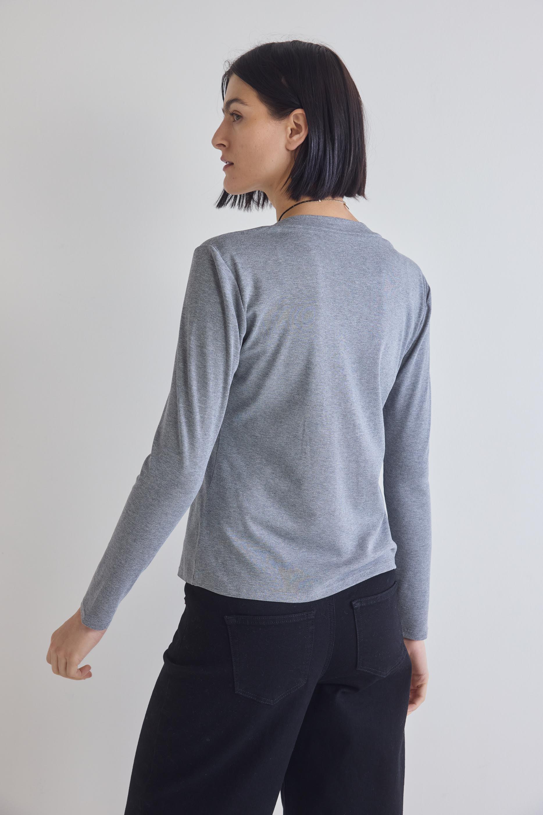 The Ribbed Long Sleeve V-Neck Product Image