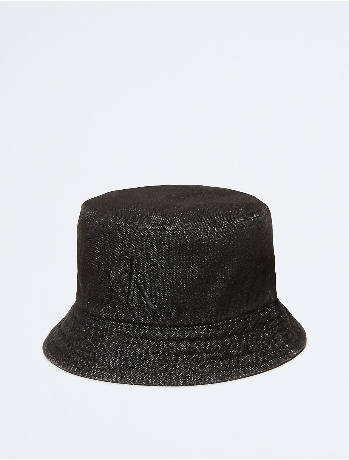 Calvin Klein Mens Washed Denim Embroidered Logo Bucket Hat - Black Product Image