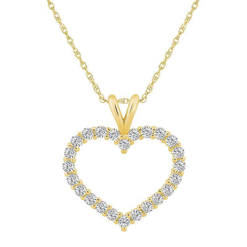 Alyson Layne 14k Gold 1 1/10 Carat T.W. Diamond Heart Pendant Necklace, Womens Product Image