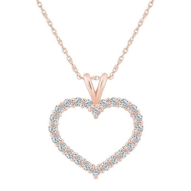 Alyson Layne 14k Gold 1 1/10 Carat T.W. Diamond Heart Pendant Necklace, Womens Pink Product Image