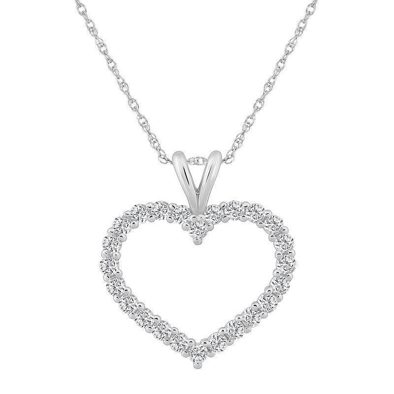 Alyson Layne 14k Gold 1 1/10 Carat T.W. Diamond Heart Pendant Necklace, Womens 14k White Gold Product Image