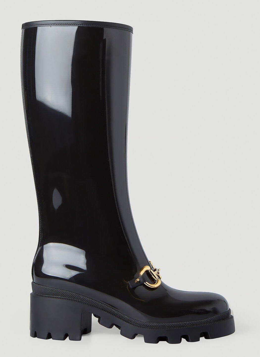 Horsebit Rubber Knee-high Boots In Black Product Image