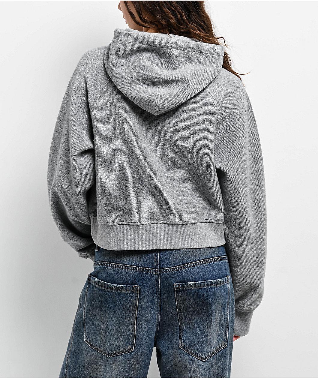 Ninth Hall Fundamentals Reverse Terry Grey Crop Hoodie Product Image