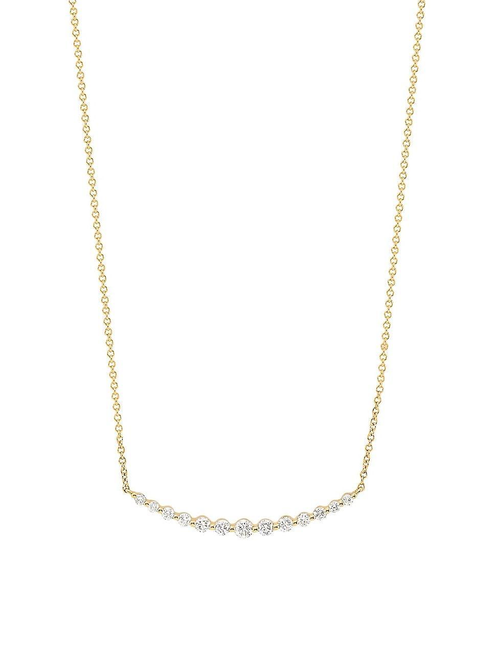 Womens 14K Yellow Gold & 0.31 TCW Diamond Bar Necklace Product Image