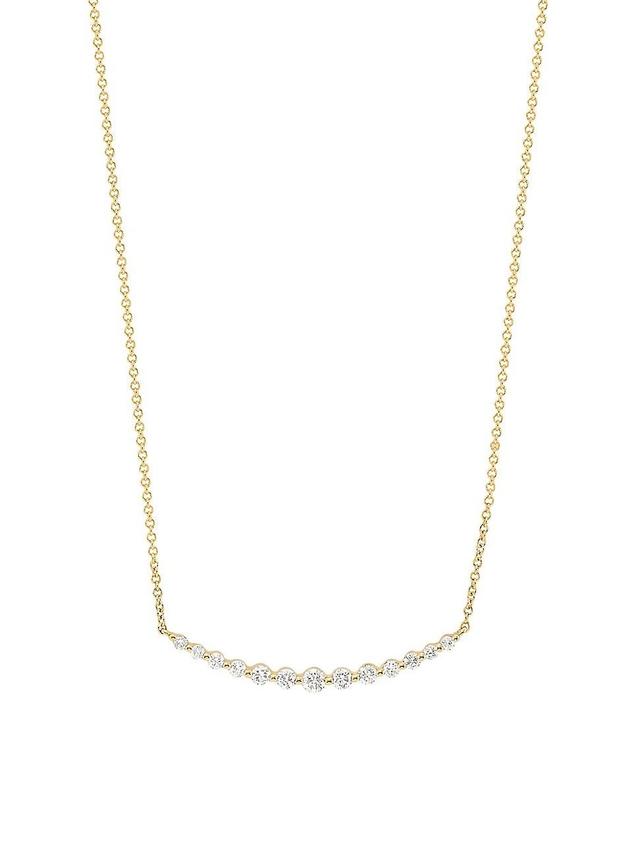 Womens 14K Yellow Gold & 0.31 TCW Diamond Bar Necklace Product Image