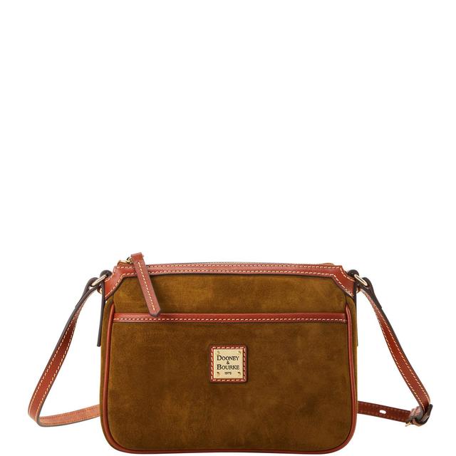 Dooney & Bourke Womens Suede East West Pocket Crossbody Leather Shoulder Bag in Olive Product Image