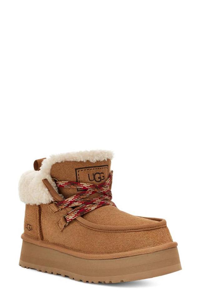 Funkarra Genuine Shearling Cabin Cuff Bootie In Chestnut Product Image