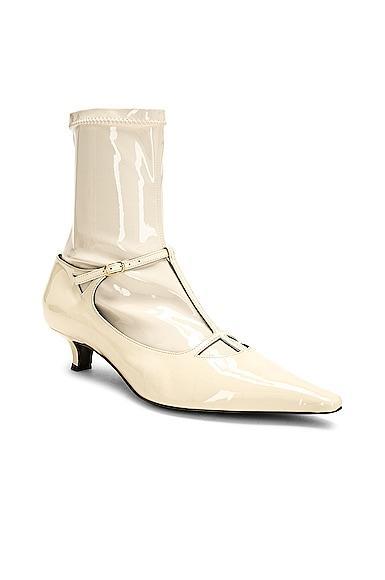 THE ROW Cyd Patent T-strap Booties In Vanilla Product Image