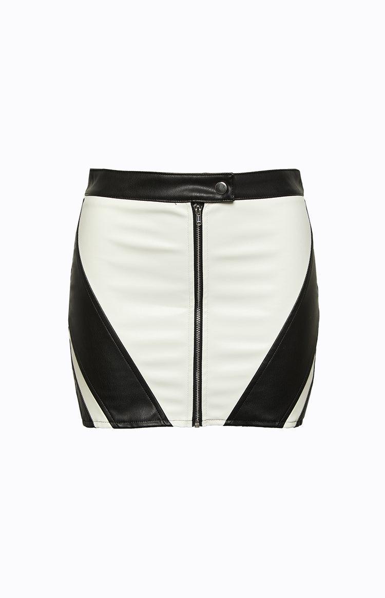 Trespass White Contrast PU Low Waist Mini Skirt Product Image