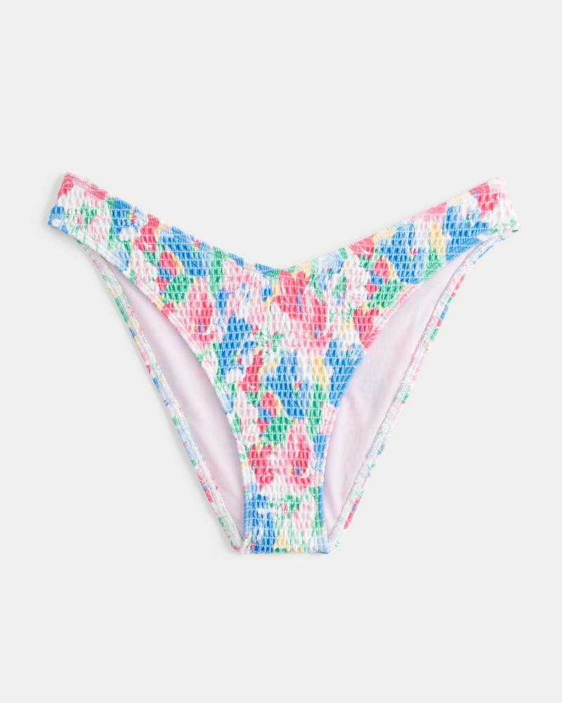 Smocked High-Leg Cheeky Bikini Bottom Product Image