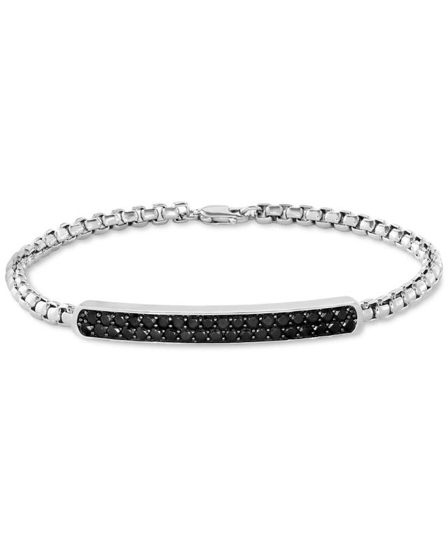 Effy Mens Black Spinel Cluster Box Link Bracelet Sterling Silver Product Image