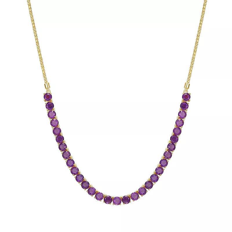 18K Gold Over Silver Genuine African Amethyst Necklace, Womens Gold Tone Product Image