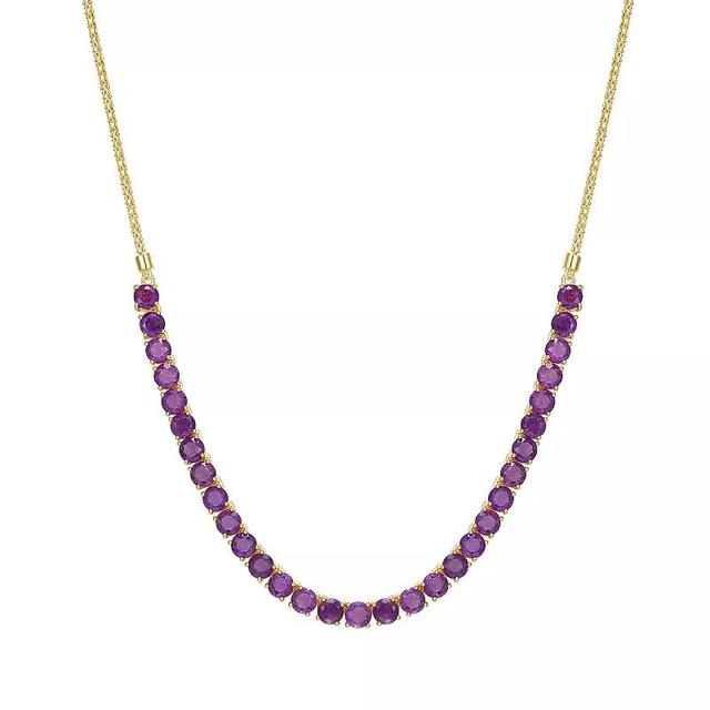 18K Gold Over Silver Genuine African Amethyst Necklace, Womens Gold Tone Product Image