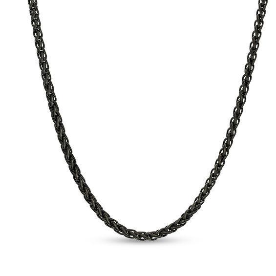 Men's 3.0mm Wheat Chain Necklace in Stainless Steel with Black IP - 30" Product Image