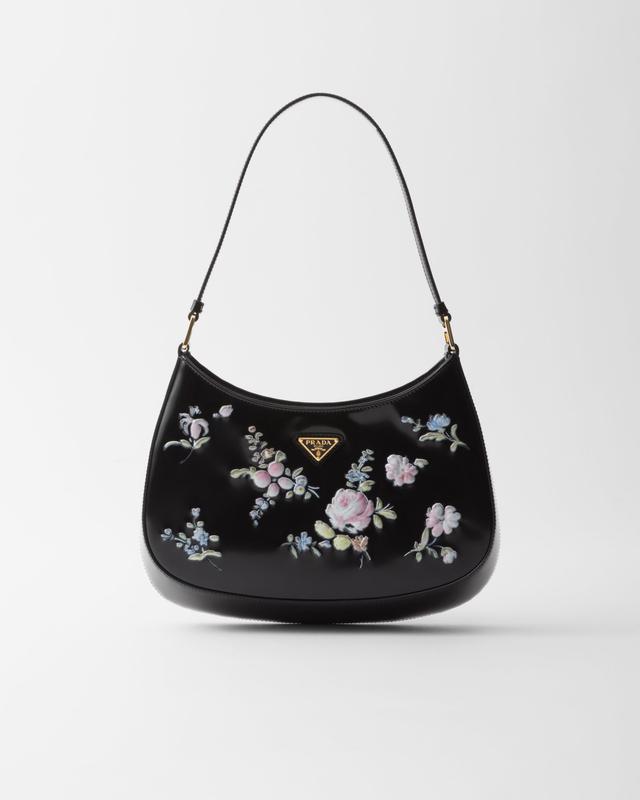 Prada Cleo printed brushed leather shoulder bag Product Image