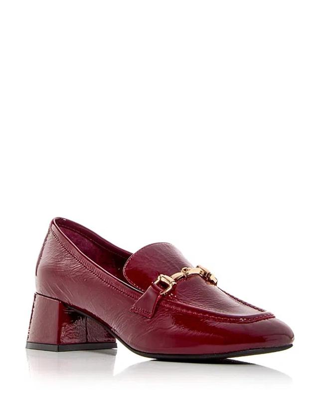 JEFFREY CAMPBELL Women's Archives Block Heel Loafers In Wine Patent Gold Product Image