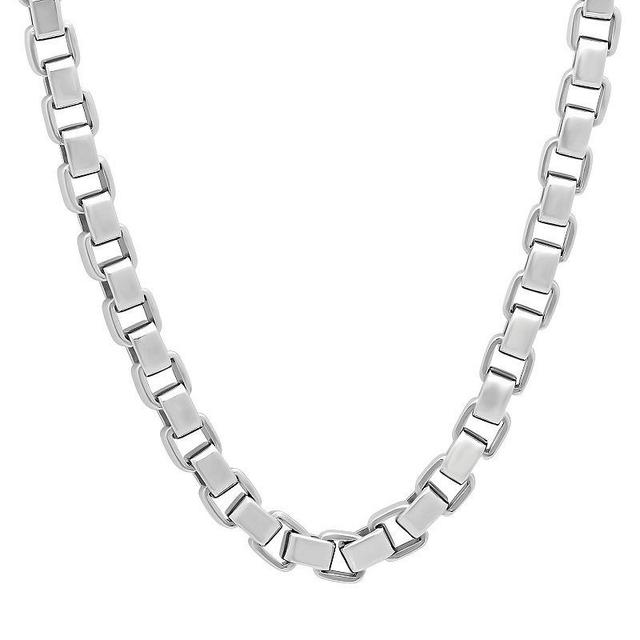 Steel Nation Mens Stainless Steel Box Link Chain Necklace White Product Image