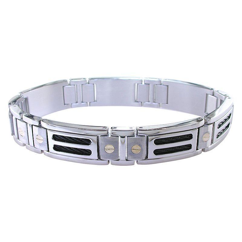 LYNX Stainless Steel & 10k Gold Bracelet, Mens, Grey Product Image