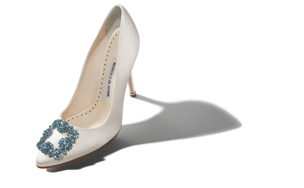 HANGISI BRIDE White Satin Jewel Buckle Pumps Product Image