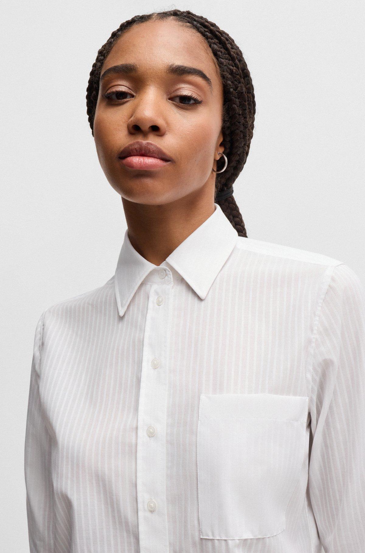 Regular-fit blouse in striped cotton Product Image