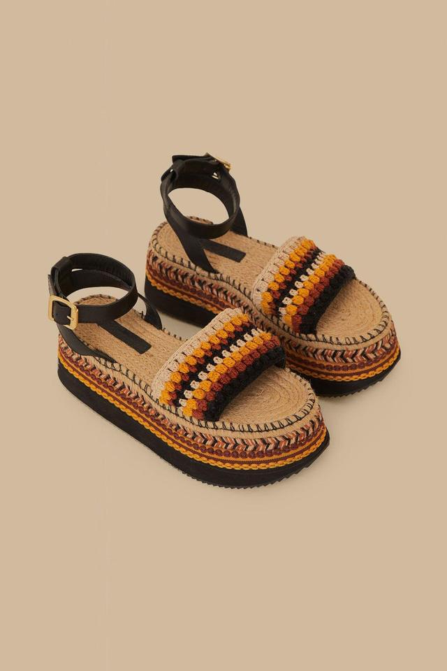 Rust Crochet Espadrille Flatform, RUST / 8 Product Image