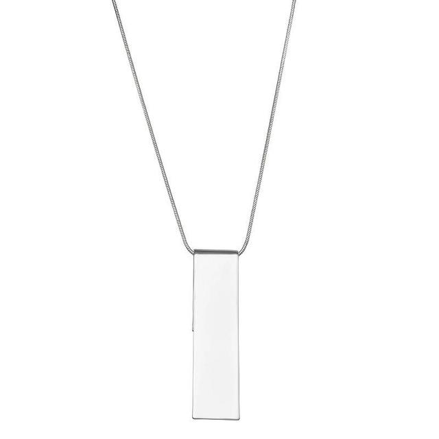 Nine West Silver Tone Long Bar Pendant Necklace, Womens Product Image