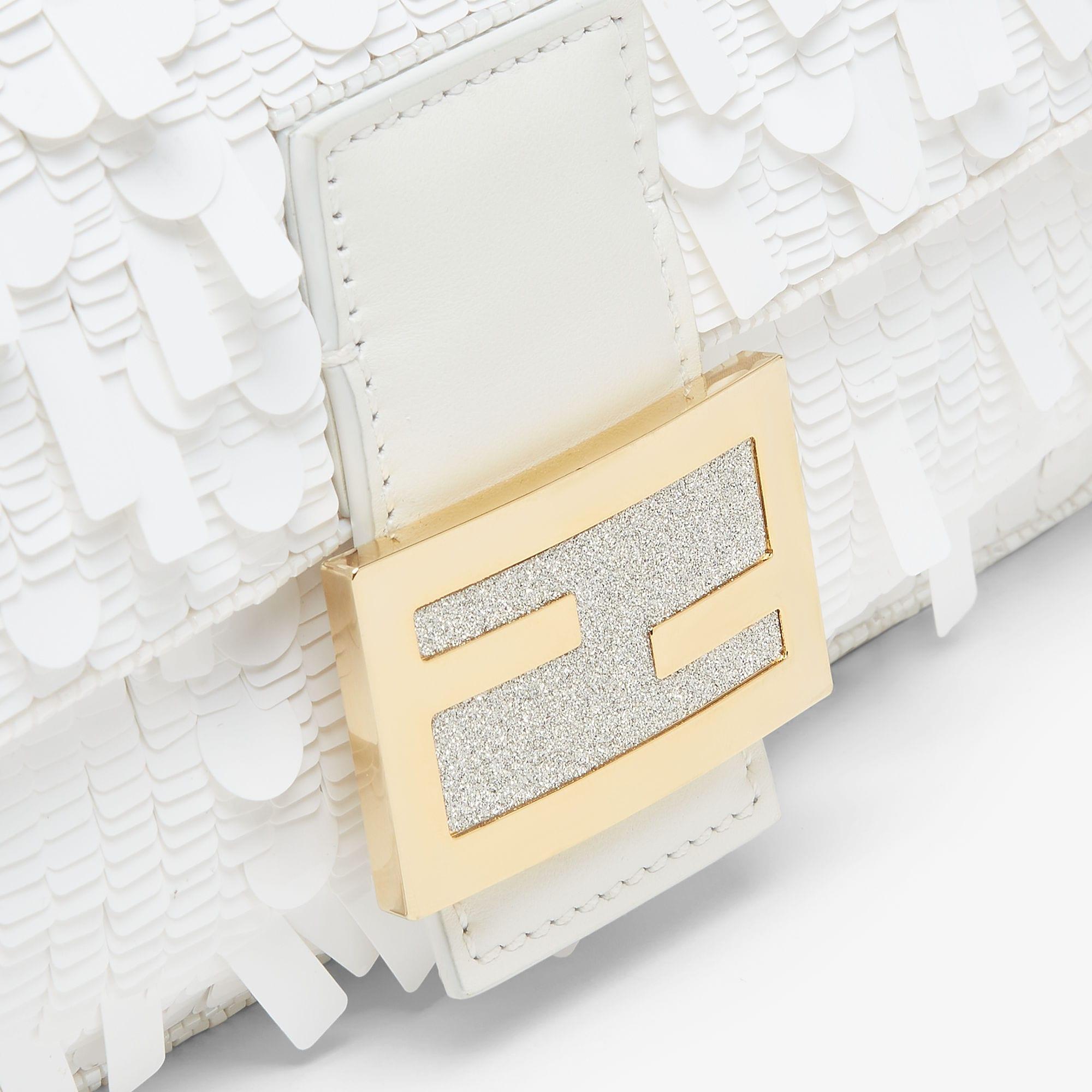 BaguetteWhite sequin and leather bag Product Image