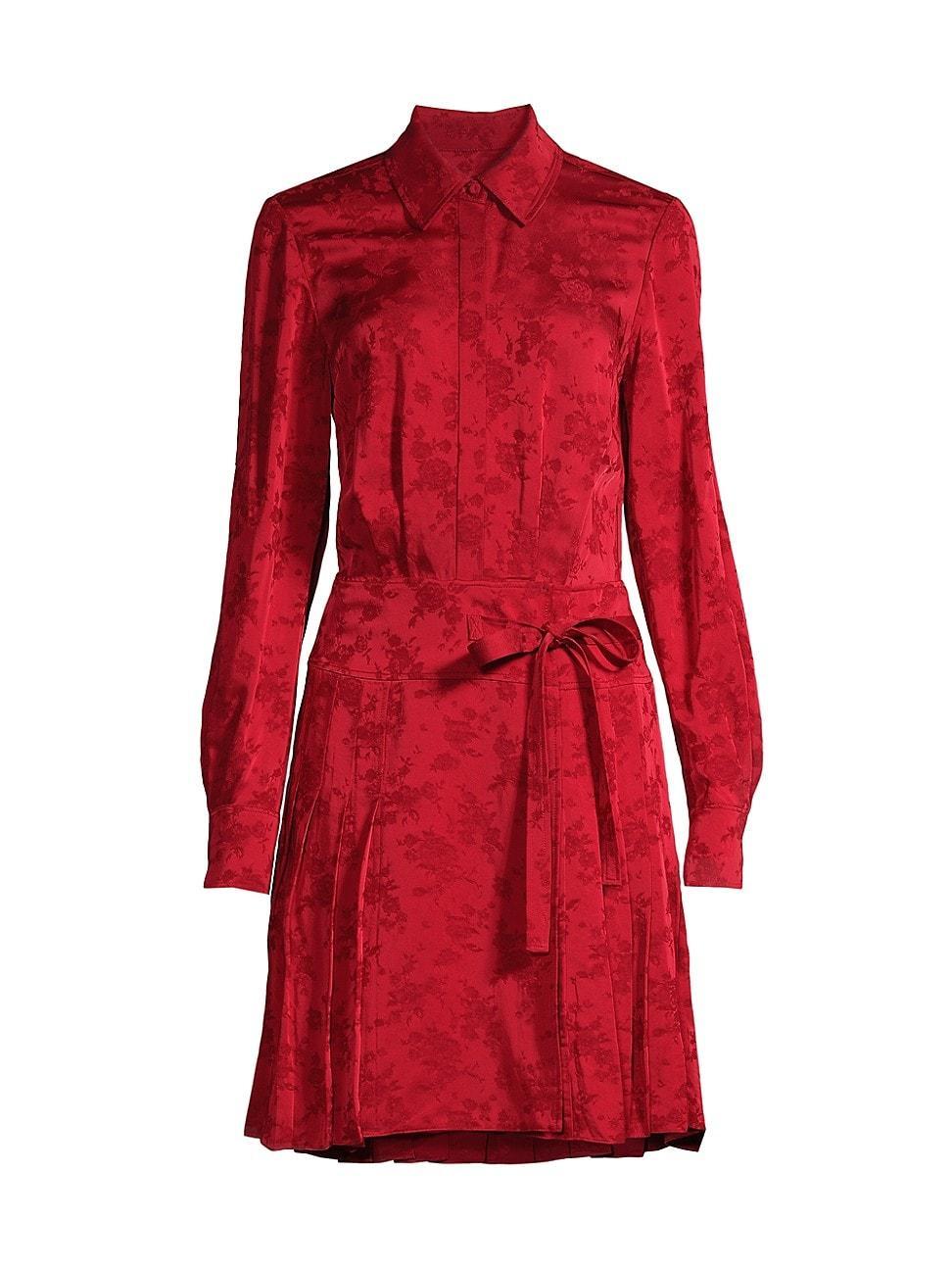 Womens Jacquard Pleated Mini-Shirtdress Product Image