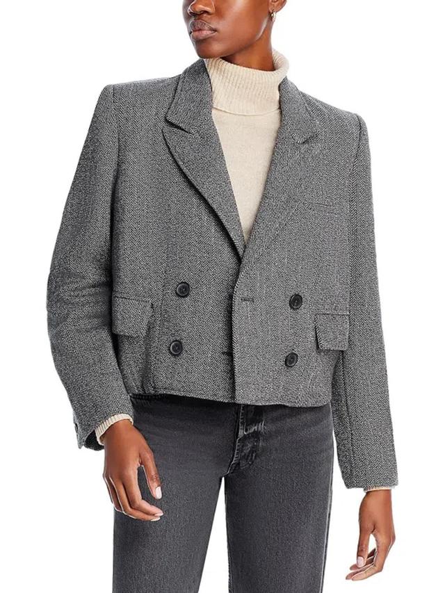 FREE PEOPLE Heritage Womens Tweed Wool Blend Two-button Blazer In Grey Product Image