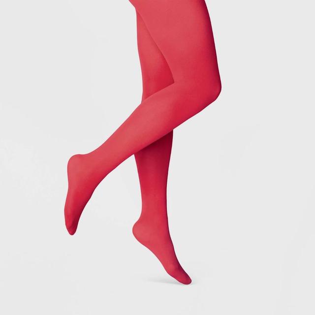 Womens 50D Opaque Tights - A New Day Holiday Red M/L Product Image