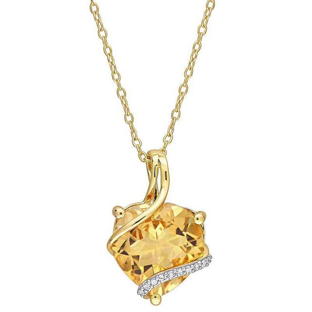 Stella Grace 18k Gold Over Silver Citrine & Diamond Accent Heart Wrapped Pendant Necklace, Womens Gold Tone Product Image