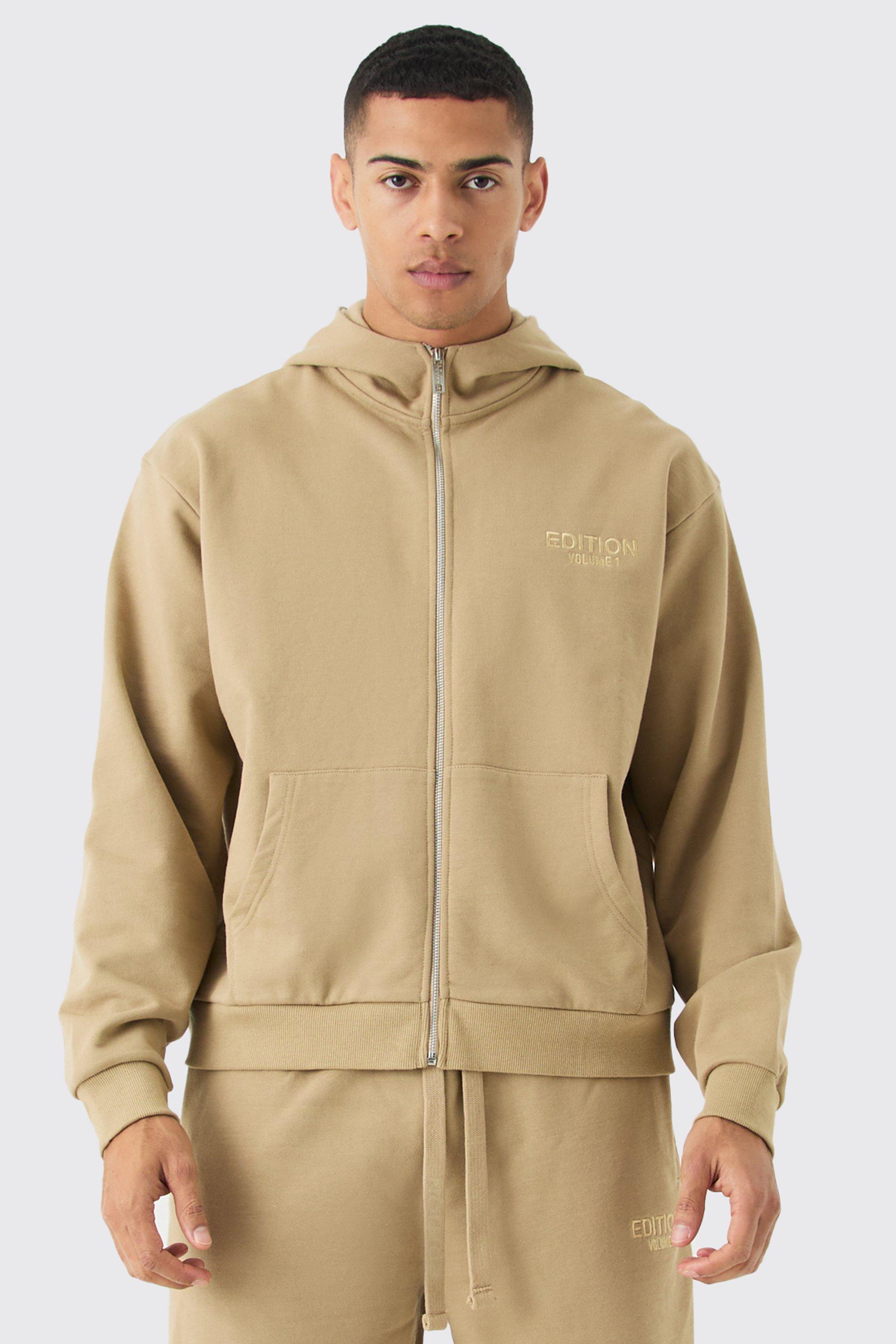 EDITION Oversized Boxy Heavyweight Zip Thru Hoodie | boohooMAN USA Product Image