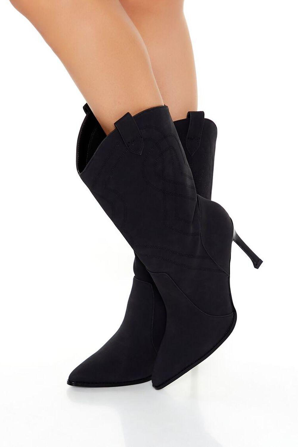 Faux Suede Stiletto Cowboy Booties | Forever 21 Product Image