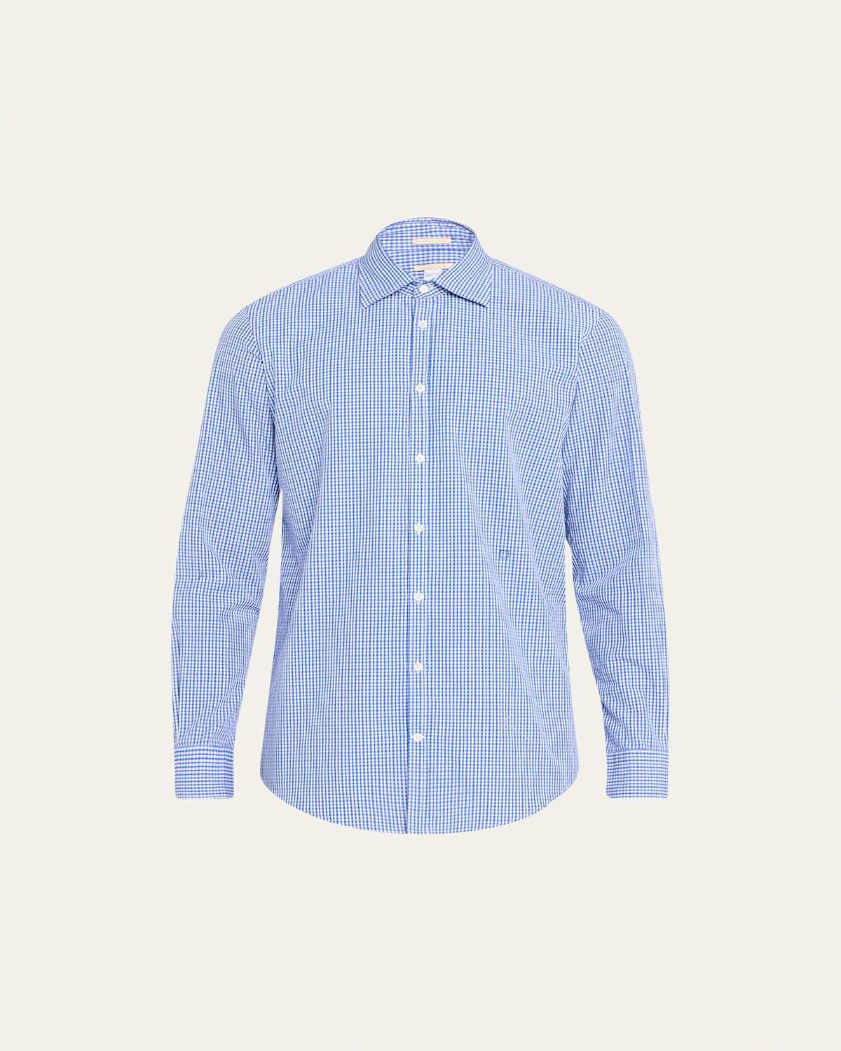 Mens Cotton Micro-Plaid Sport Shirt Product Image