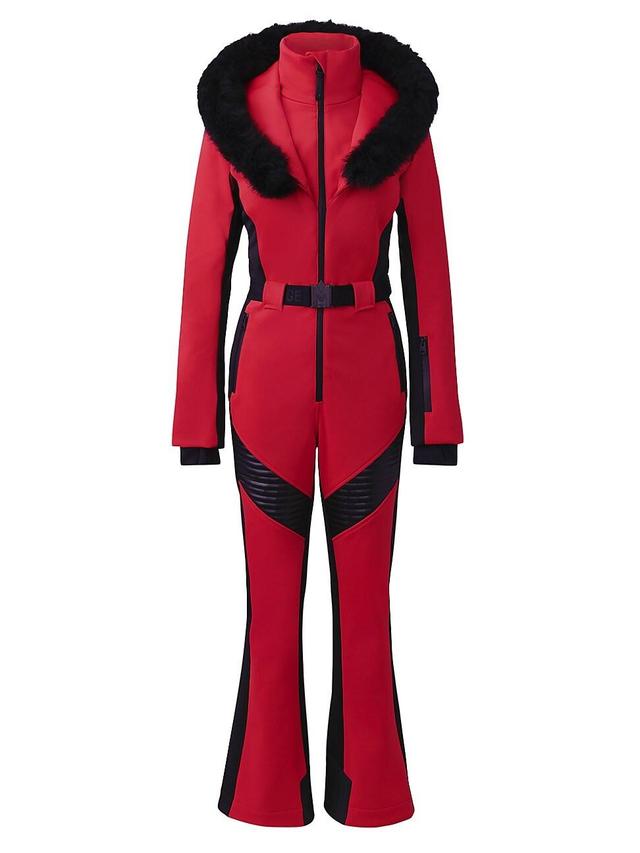 Womens Elle Belted Shearling-Trimmed Shell Ski Suit Product Image