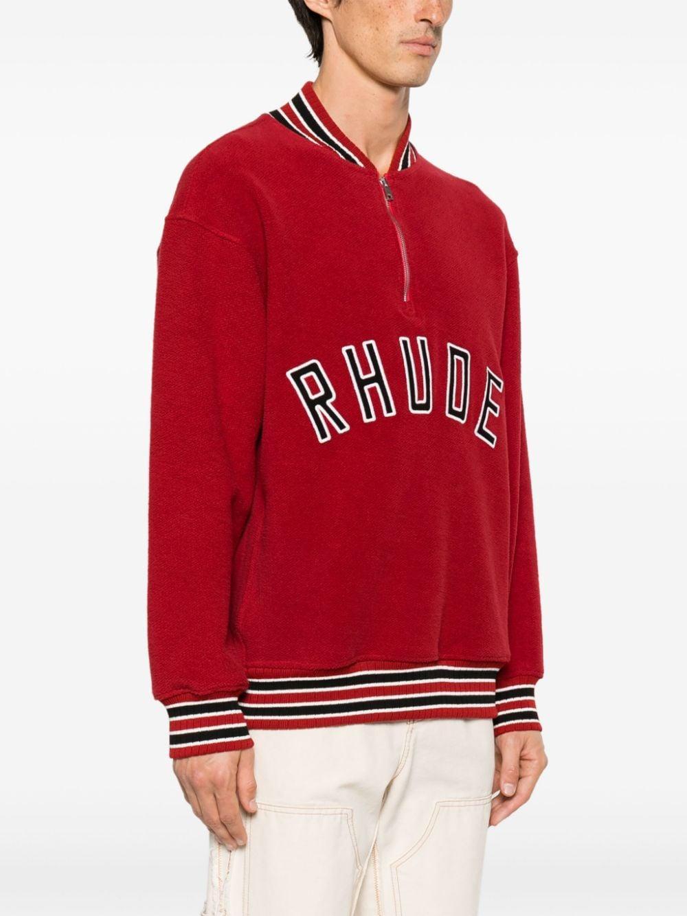 RHUDE Varsity Half-zip Sweatshirt In Vintage Red Product Image