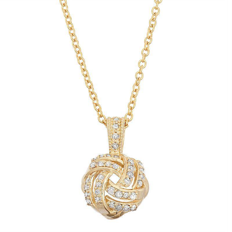 Tiara 10k Gold 1/5 Carat T.W. Love Knot Pendant, Womens 10k Yellow Gold Product Image