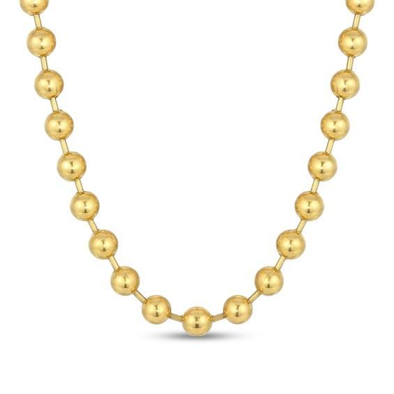 Men's 10.0mm Bead Gold-Tone Chain Necklace in Solid Stainless Steel with Yellow Ion-Plate - 22" Product Image