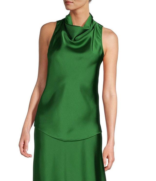 Antonio Melani Bailey Halter Neck Drapey Satin Sleeveless Blouse Product Image