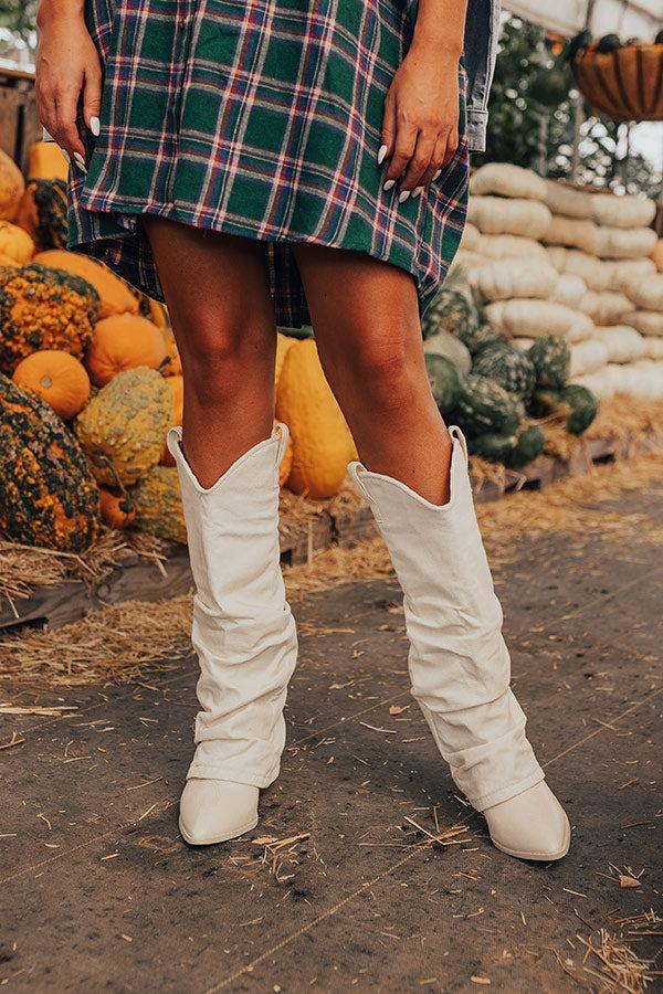 The Mila Denim Cowboy Boot In Ivory Product Image