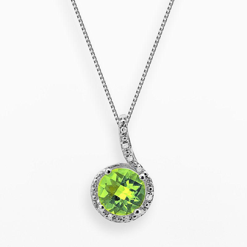 Gemminded Sterling Silver Peridot and Diamond Accent Swirl Frame Pendant, Womens Green Product Image